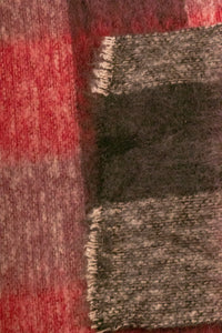 Vintage Mohair Wool Scarf Knit Shawl Plaid Oversized Wrap