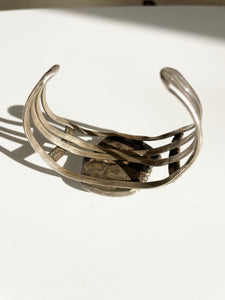 Vintage Sterling Silver Morenci Turquoise Navajo Cuff Bracelet