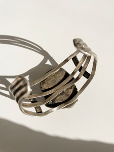Vintage Sterling Silver Morenci Turquoise Navajo Cuff Bracelet