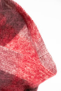 Vintage Mohair Wool Scarf Knit Shawl Plaid Oversized Wrap