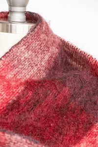 Vintage Mohair Wool Scarf Knit Shawl Plaid Oversized Wrap