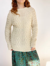 Load image into Gallery viewer, 1970s Wool Fisherman Sweater Aran Hand Knit S