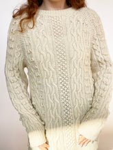 Load image into Gallery viewer, 1970s Wool Fisherman Sweater Aran Hand Knit S