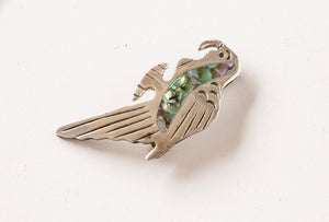 Vintage Taxco Brooch Sterling Silver Bird Pin Mother of Pearl