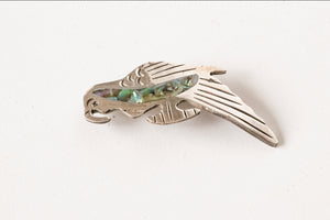 Vintage Taxco Brooch Sterling Silver Bird Pin Mother of Pearl