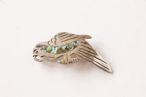 Vintage Taxco Brooch Sterling Silver Bird Pin Mother of Pearl