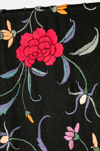 1920s Piano Shawl Embroidered Floral Fringe Deco