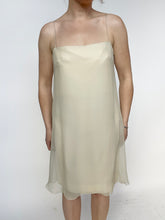 Load image into Gallery viewer, 1960s Dress Silk Chiffon Beige Cocktail Shift M