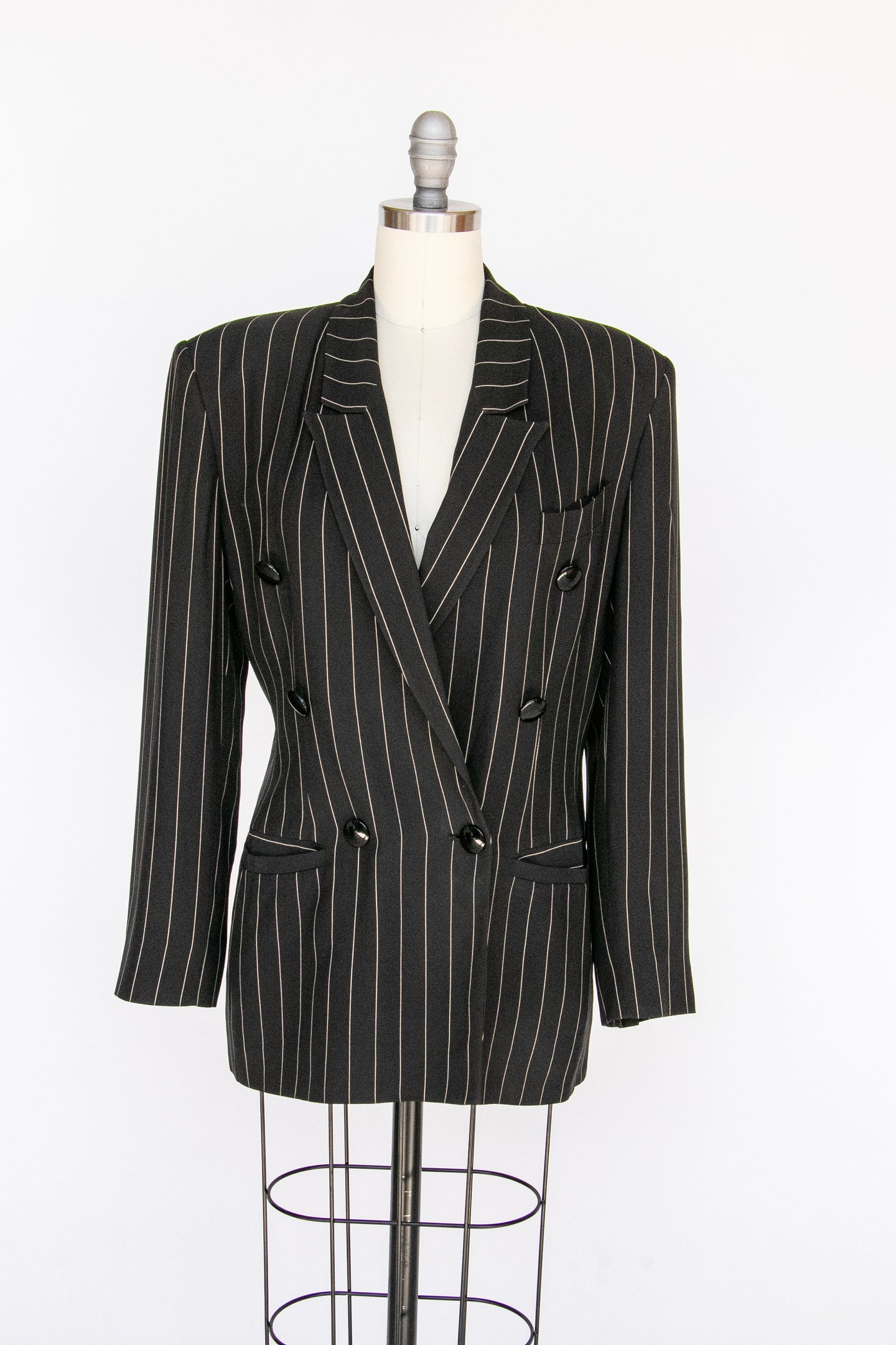 1990s Blazer Pin Stripe Italian Designer Suit Jacket S