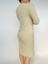 Load image into Gallery viewer, 1960s Wool Knit Sweater Dress Long Sleeve Beige S // XS