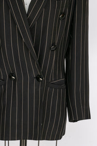 1990s Blazer Pin Stripe Italian Designer Suit Jacket S