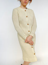Load image into Gallery viewer, 1960s Wool Knit Sweater Dress Long Sleeve Beige S // XS