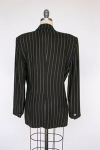 1990s Blazer Pin Stripe Italian Designer Suit Jacket S