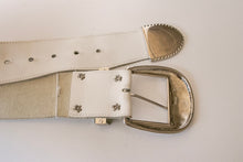 Load image into Gallery viewer, Vintage 1980s Belt Leather Silver Buckle Western L