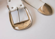 Load image into Gallery viewer, Vintage 1980s Belt Leather Silver Buckle Western L
