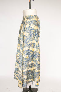 1970s Cotton Wrap Maxi Skirt Printed Boho M/L