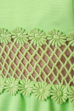 Load image into Gallery viewer, 1960s Maxi Gown Lime Green Illusion Floral Sleeveless Mod S
