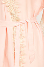 Load image into Gallery viewer, 1930s Robe Pink Lace Rayon Angel Sleeve Loungewear 40s