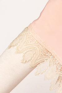 1930s Robe Pink Lace Rayon Angel Sleeve Loungewear 40s