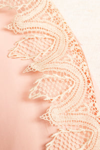 1930s Robe Pink Lace Rayon Angel Sleeve Loungewear 40s