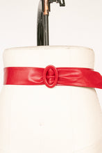 Load image into Gallery viewer, 1960s Belt Leather Waist Cinch Adjustable Red