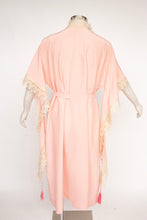 Load image into Gallery viewer, 1930s Robe Pink Lace Rayon Angel Sleeve Loungewear 40s