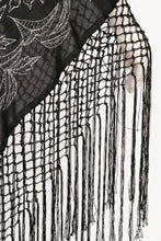 Load image into Gallery viewer, 1950s Piano Shawl Embroidered Metallic Floral Fringe Wrap