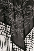 Load image into Gallery viewer, 1950s Piano Shawl Embroidered Metallic Floral Fringe Wrap