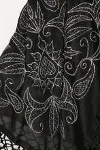 Load image into Gallery viewer, 1950s Piano Shawl Embroidered Metallic Floral Fringe Wrap