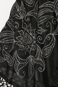 1950s Piano Shawl Embroidered Metallic Floral Fringe Wrap