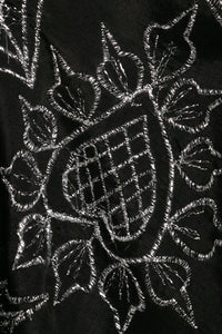 1950s Piano Shawl Embroidered Metallic Floral Fringe Wrap