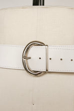 Load image into Gallery viewer, 1980s Belt White Leather Cinch Waist Silver Medallion Buckle L