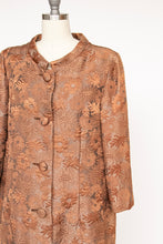 Load image into Gallery viewer, 1960s Brocade Coat Copper Brown Evening M/L