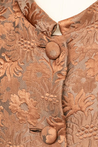 1960s Brocade Coat Copper Brown Evening M/L
