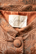 Load image into Gallery viewer, 1960s Brocade Coat Copper Brown Evening M/L