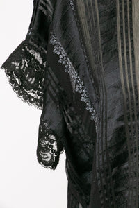 1980s Silk Blouse Sheer Lace Designer Holly Lueders