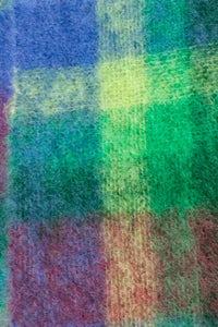 1970s Scarf Mohair Bright Plaid Knit Wrap