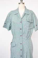 Load image into Gallery viewer, 1950s Dress Cotton Full Skirt Shirtwaist Printed XL
