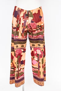 1970s Pants Nylon Print Nylon Knit Low Rise XS