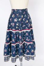 Load image into Gallery viewer, 1970s Prairie Skirt Floral Cotton Full S