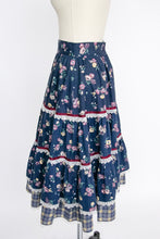 Load image into Gallery viewer, 1970s Prairie Skirt Floral Cotton Full S
