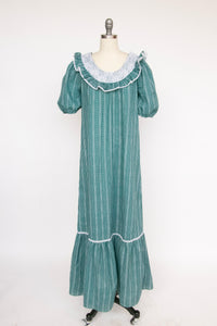 1970s Maxi Tent Dress Floral Cotton Hawaiian M