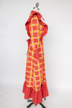Load image into Gallery viewer, 1970s Maxi Dress Patchwork Cotton Prairie Gown S