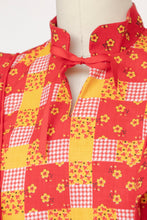 Load image into Gallery viewer, 1970s Maxi Dress Patchwork Cotton Prairie Gown S