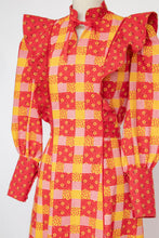 Load image into Gallery viewer, 1970s Maxi Dress Patchwork Cotton Prairie Gown S