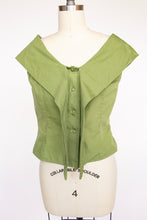 Load image into Gallery viewer, 1950s Blouse Cropped Cotton Green Sleeveless Top S