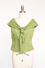 Load image into Gallery viewer, 1950s Blouse Cropped Cotton Green Sleeveless Top S