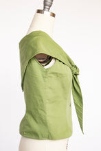 Load image into Gallery viewer, 1950s Blouse Cropped Cotton Green Sleeveless Top S