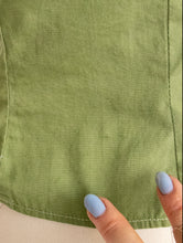 Load image into Gallery viewer, 1950s Blouse Cropped Cotton Green Sleeveless Top S