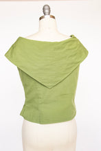Load image into Gallery viewer, 1950s Blouse Cropped Cotton Green Sleeveless Top S